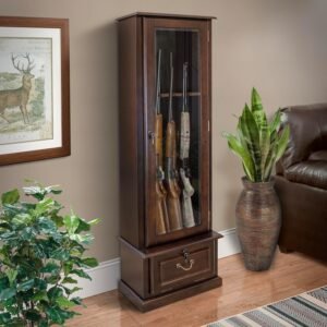 American Furniture Classics 650 Wood Gun Display Cabinet with Tempered Glass Door and Ammo Storage, 8 Gun, Espresso Brown, 1 Cabinet American Furniture Classics 650 Wood Gun Display Cabinet with Tempered Glass Door and Ammo Storage, 8 Gun, Espresso Brown, 1 Cabinet