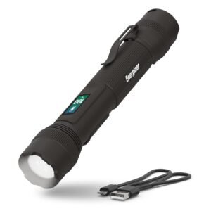 Energizer X1000 Rechargeable LED Flashlight with Power Indicator, Super Bright Flashlight, IPX4 Water Resistant, Rugged Light for Outdoors, Emergencies Energizer X1000 Rechargeable LED Flashlight with Power Indicator, Super Bright Flashlight, IPX4 Water Resistant, Rugged Light for Outdoors, Emergencies