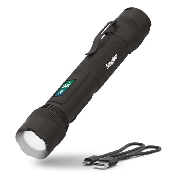 Energizer X1000 Rechargeable LED Flashlight with Power Indicator, Super Bright Flashlight, IPX4 Water Resistant, Rugged Light for Outdoors, Emergencies Energizer X1000 Rechargeable LED Flashlight with Power Indicator, Super Bright Flashlight, IPX4 Water Resistant, Rugged Light for Outdoors, Emergencies