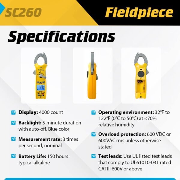 Fieldpiece SC260 Compact HVACR Clamp Meter Review True RMS Accuracy Tested Fieldpiece SC260 Compact HVACR Clamp Meter Review True RMS Accuracy Tested