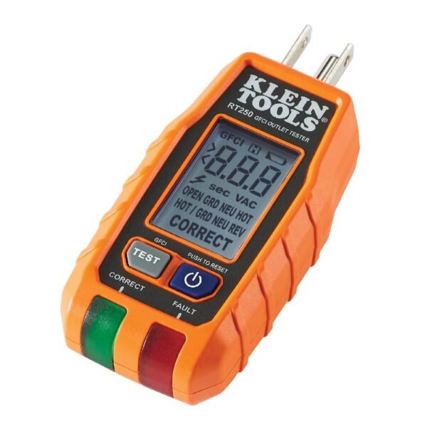 Klein Tools RT250 GFCI Outlet Tester with LCD Display, Electric Voltage Tester for Standard 3-Wire 120V Electrical Receptacles Klein Tools RT250 GFCI Outlet Tester with LCD Display, Electric Voltage Tester for Standard 3-Wire 120V Electrical Receptacles