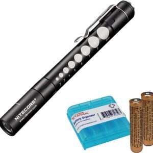 Nitecore MT06MD Penlight Flashlight, 180 Lumen LED for Medical Doctors, Nurses and EMTs with 2X AAA Batteries & Lumen Tactical Battery Organizer (Black w/Pupil Gauge) Nitecore MT06MD Penlight Flashlight, 180 Lumen LED for Medical Doctors, Nurses and EMTs with 2X AAA Batteries & Lumen Tactical Battery Organizer (Black w/Pupil Gauge)