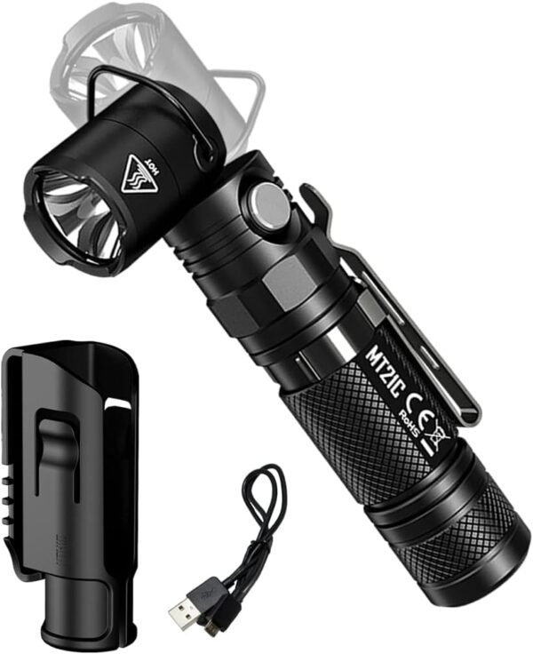 Nitecore MT21C LED Flashlight, 1000 Lumen Right Angle 90 Degree Tiltable Head L-Shape USB Rechargeable with Hard Duty Holster Nitecore MT21C LED Flashlight, 1000 Lumen Right Angle 90 Degree Tiltable Head L-Shape USB Rechargeable with Hard Duty Holster