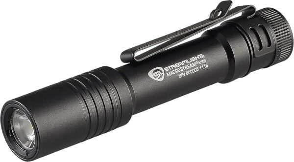 Streamlight 66320 MacroStream USB 500-Lumen Rechargeable Compact Flashlight with Wrist Lanyard, Hat Clip and USB Cord, Black Streamlight 66320 MacroStream USB 500-Lumen Rechargeable Compact Flashlight with Wrist Lanyard, Hat Clip and USB Cord, Black