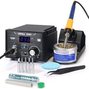YIHUA 939D+ Digital Soldering Station, 75W Equivalent with Precision Heat Control (392°F to 896°F) and Built-in Transformer. ESD Safe, Lead Free with °C/°F display (Black) YIHUA 939D+ Digital Soldering Station, 75W Equivalent with Precision Heat Control (392°F to 896°F) and Built-in Transformer. ESD Safe, Lead Free with °C/°F display (Black)